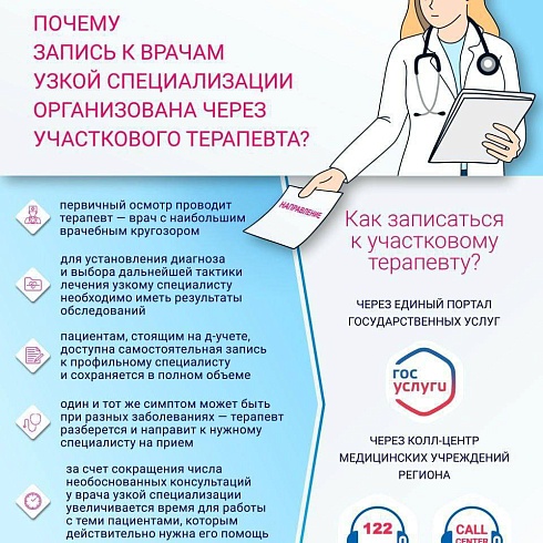 Почему запись к врачам узкой специализации организована через участкового терапевта 